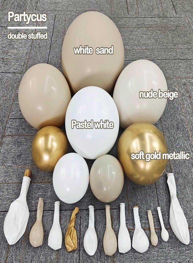 Partycus White Sand Gold Balloon Arch - Double Stuffed Matte Cream Nude Beige White Pastel Neutral Balloon Garland Kit for Boho Baby Shower Birthday Gender Reveal Bridal Wedding Valentines New Year Party - Image 3